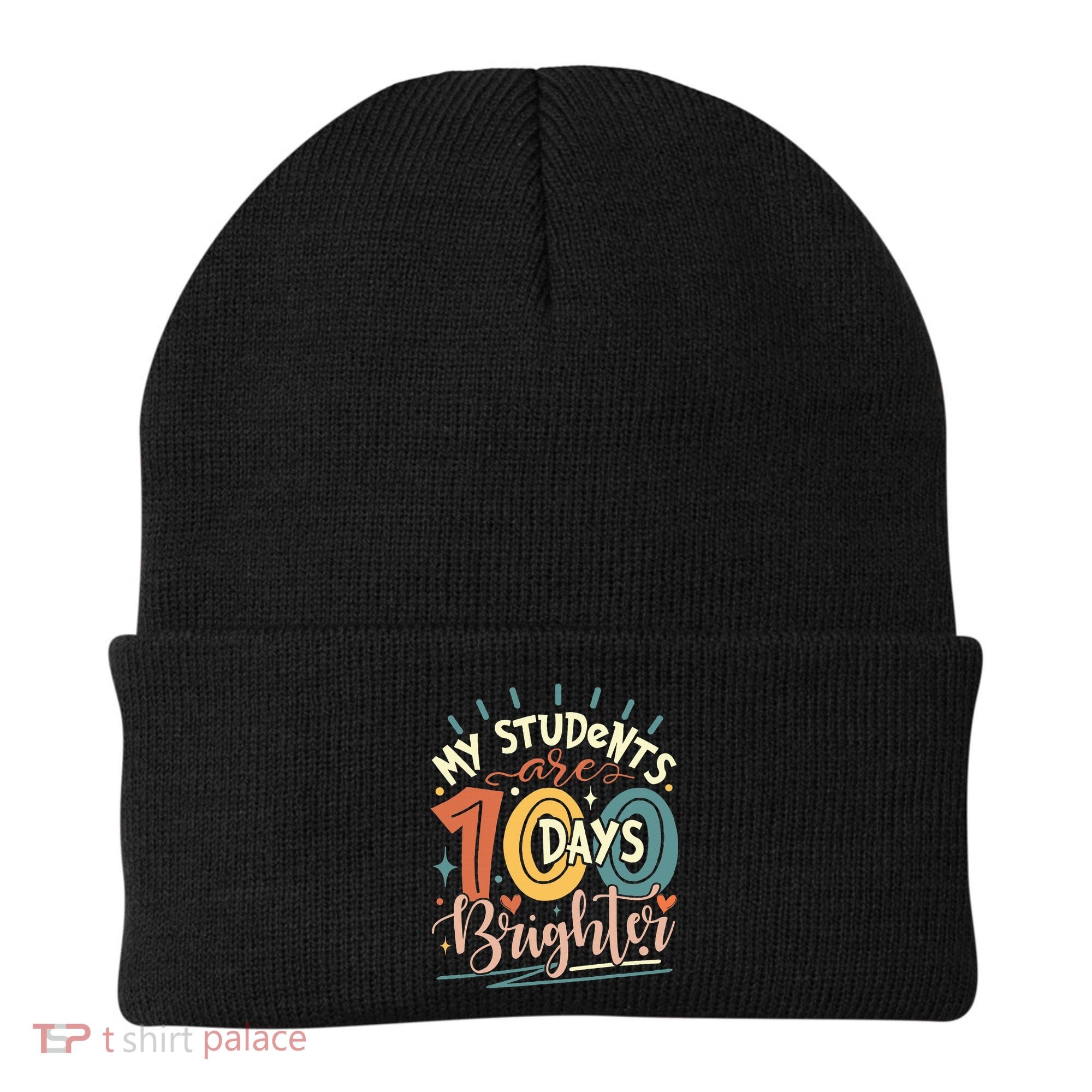 100 Days Brighter Teacher 100th Day Of School Teachers Squad Beanie