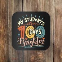 100 Days Brighter Teacher 100th Day Of School Teachers Squad Coaster thumb 0