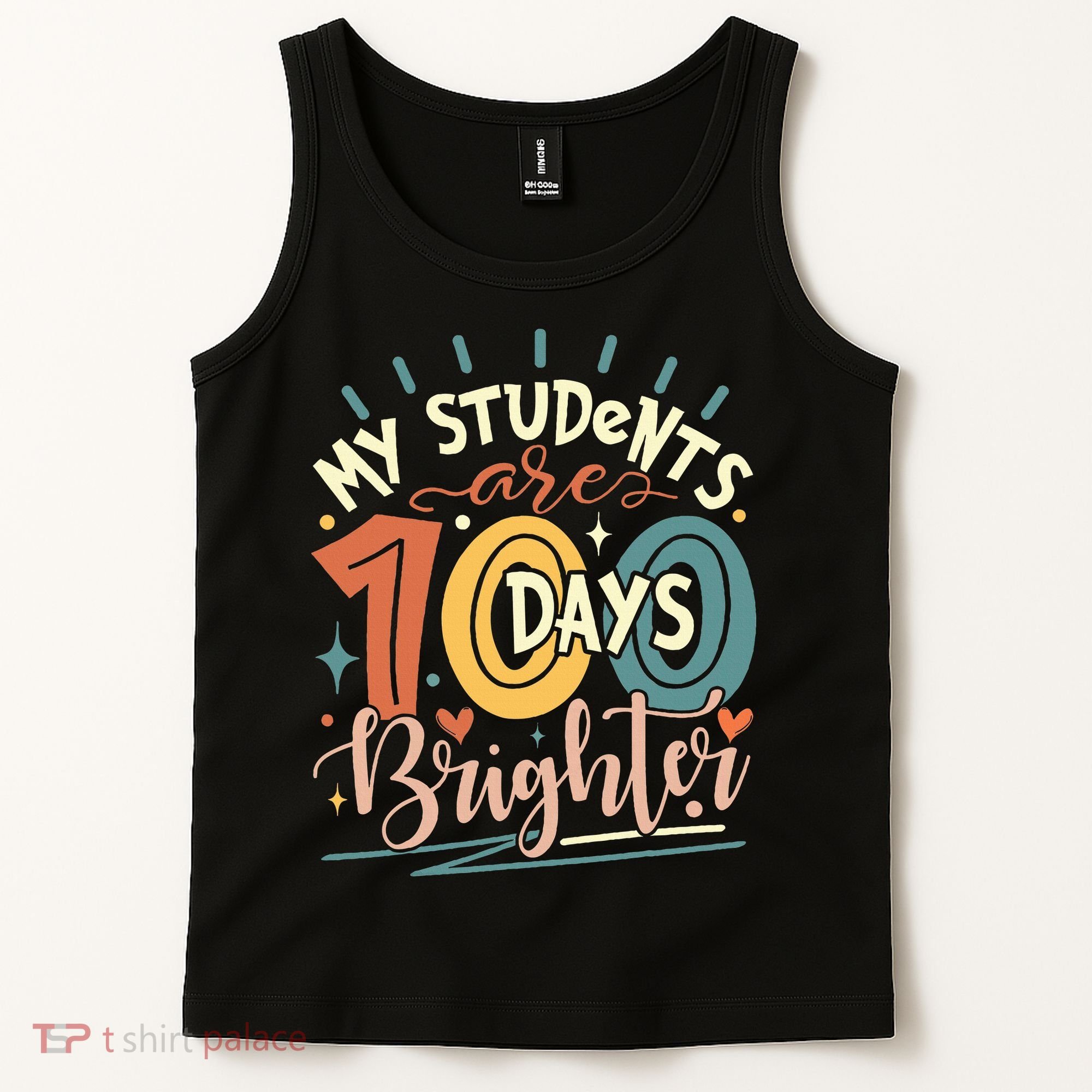 100 Days Brighter Teacher 100th Day Of School Teachers Squad Tank Top