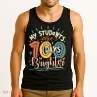 100 Days Brighter Teacher 100th Day Of School Teachers Squad Tank Top thumb 3