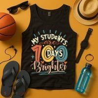 100 Days Brighter Teacher 100th Day Of School Teachers Squad Tank Top thumb 4