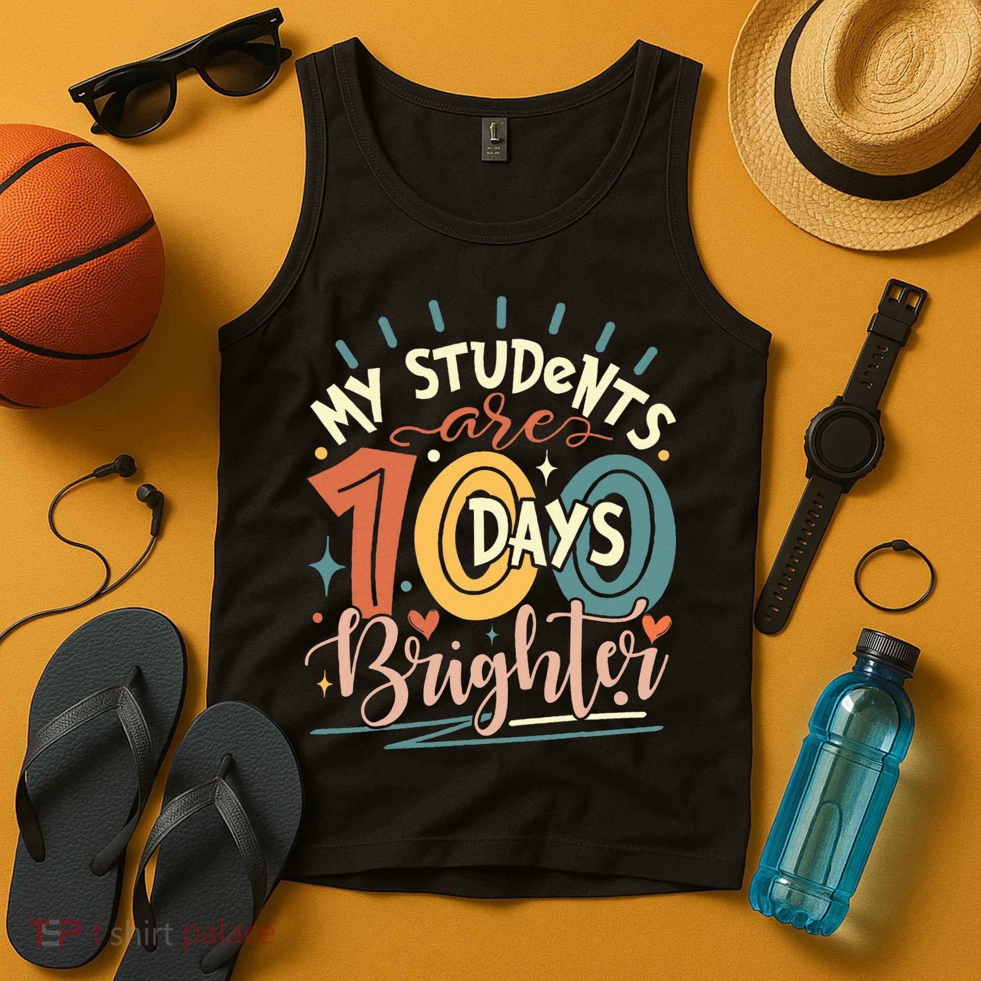 100 Days Brighter Teacher 100th Day Of School Teachers Squad Tank Top