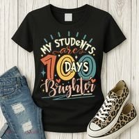 100 Days Brighter Teacher 100th Day Of School Teachers Squad Women's T-Shirt thumb 3