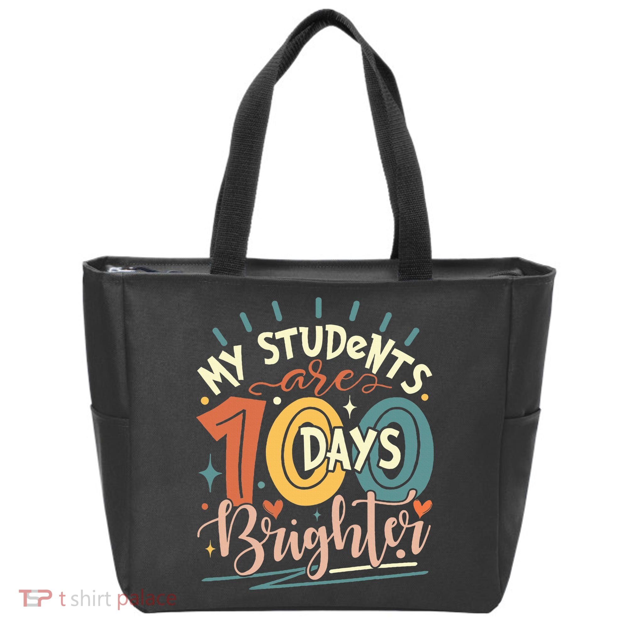100 Days Brighter Teacher 100th Day Of School Teachers Squad Tote Bag
