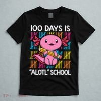 100 Days Is Alotl School Funny 100th Day Of School Axolotl T-Shirt thumb 5