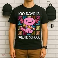 100 Days Is Alotl School Funny 100th Day Of School Axolotl T-Shirt thumb 6