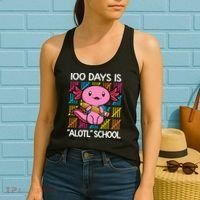 100 Days Is Alotl School Funny 100th Day Of School Axolotl Women's Tank Top thumb 2