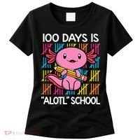 100 Days Is Alotl School Funny 100th Day Of School Axolotl Women's T-Shirt thumb 0