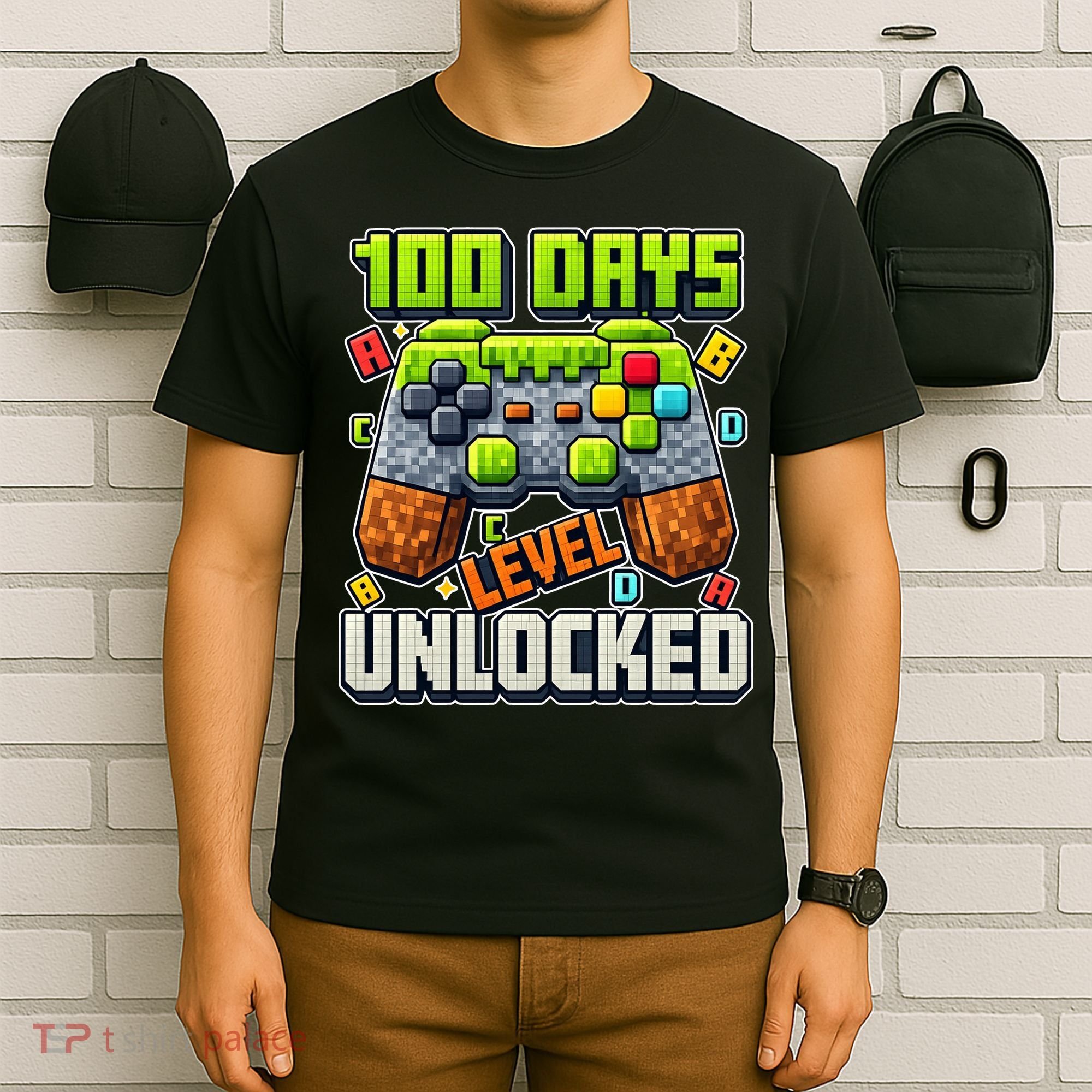 100 Days Level Unlocked Gaming 100th Day Of School T-Shirt
