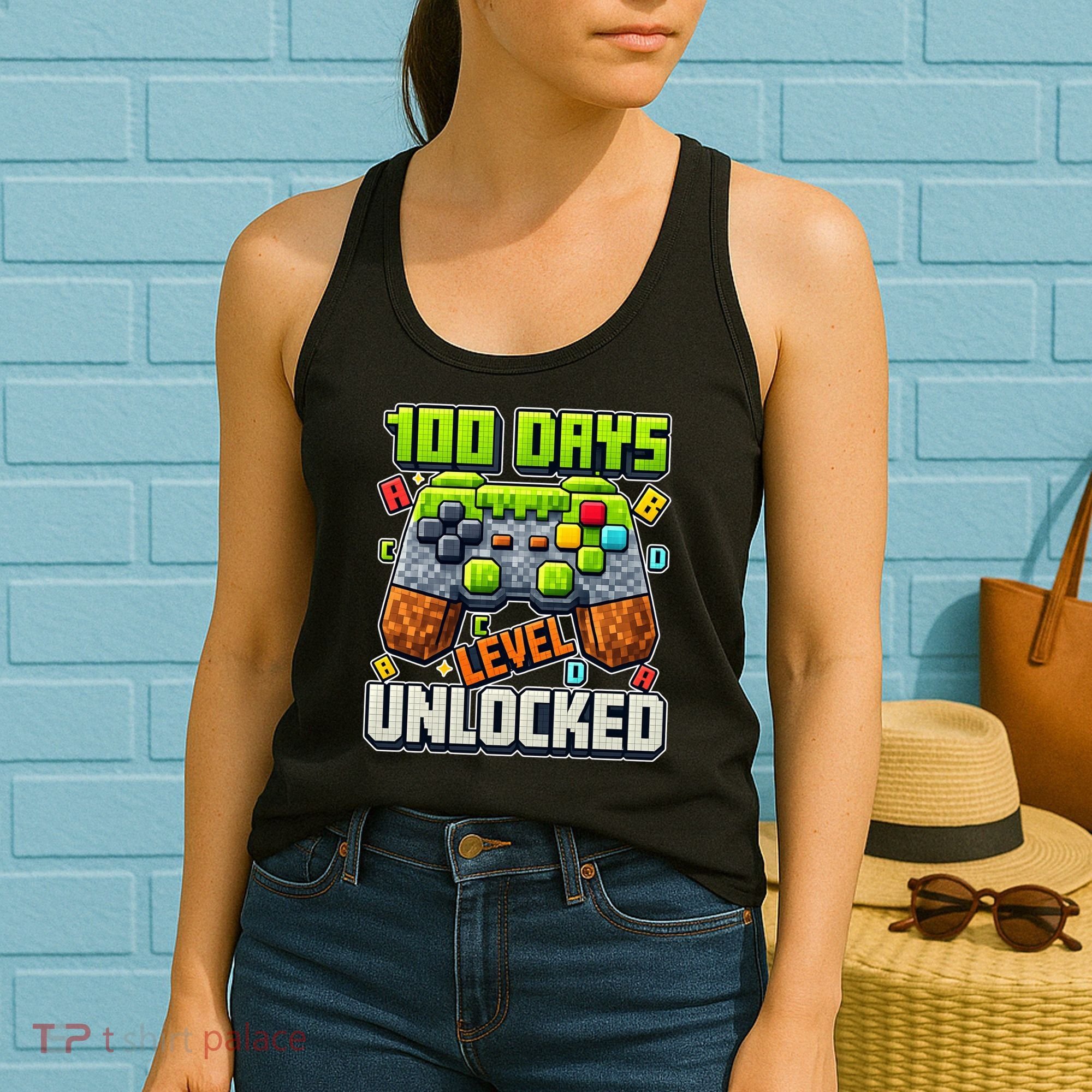 100 Days Level Unlocked Gaming 100th Day Of School Women's Tank Top