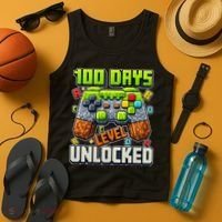 100 Days Level Unlocked Gaming 100th Day Of School Tank Top thumb 4