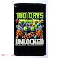 100 Days Level Unlocked Gaming 100th Day Of School Golf Towel thumb 0