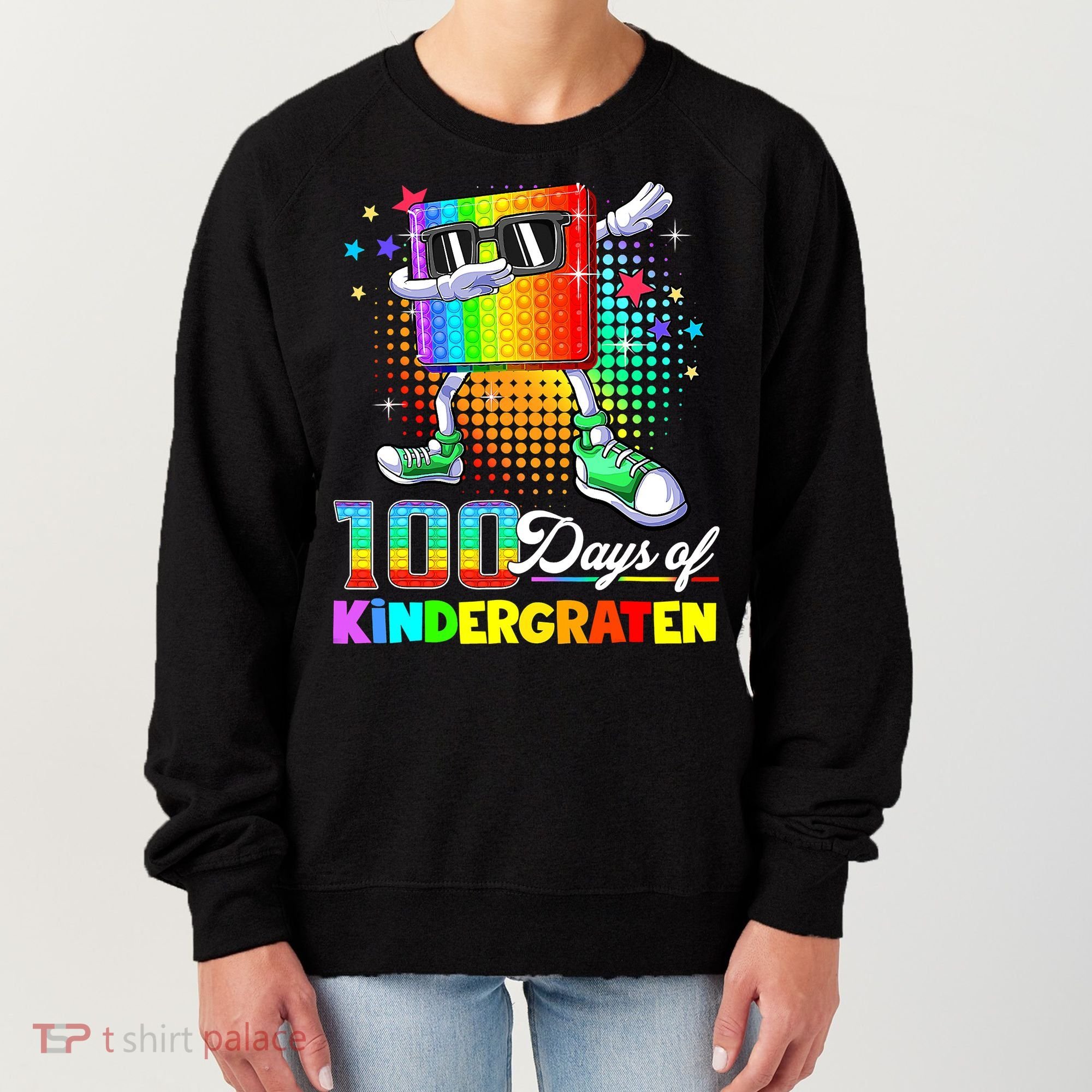 100 Days Of Kindergarten School Teacher 100th Day Pop Women's Sweatshirt