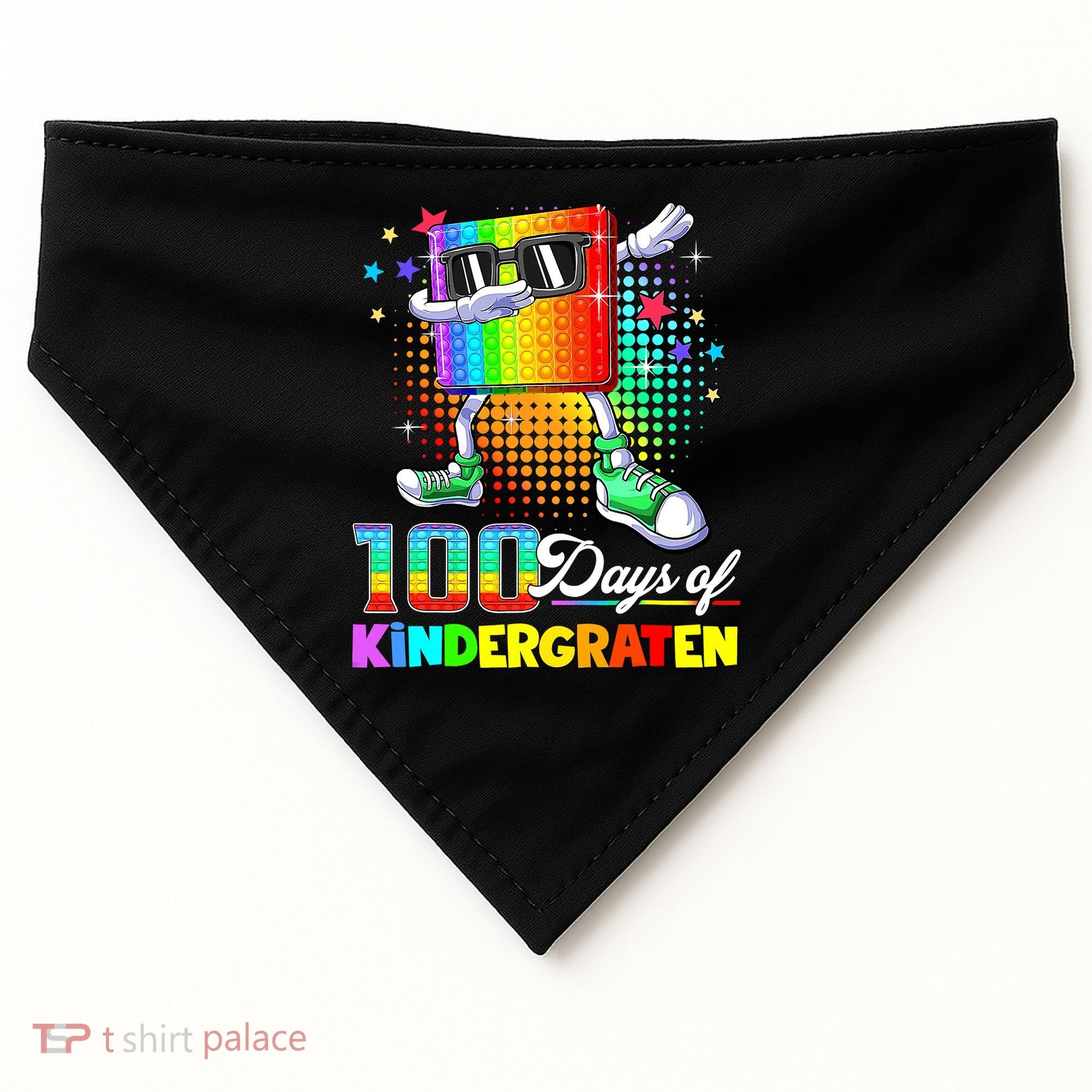 100 Days Of Kindergarten School Teacher 100th Day Pop USA-Made Doggie Bandana