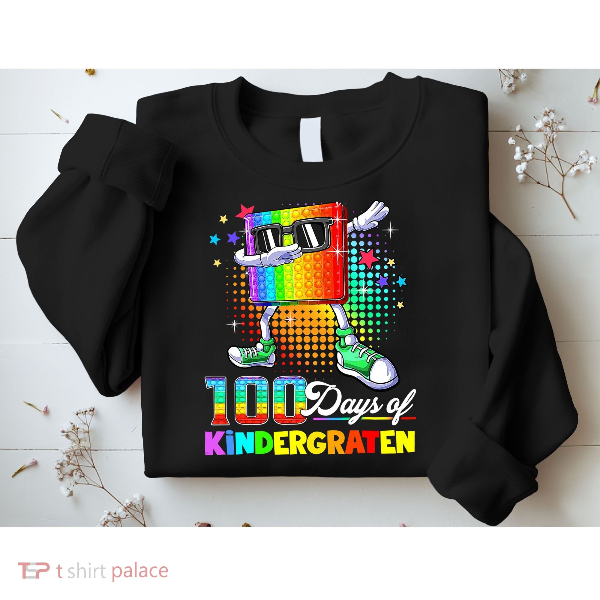 100 Days Of Kindergarten School Teacher 100th Day Pop Sweatshirt