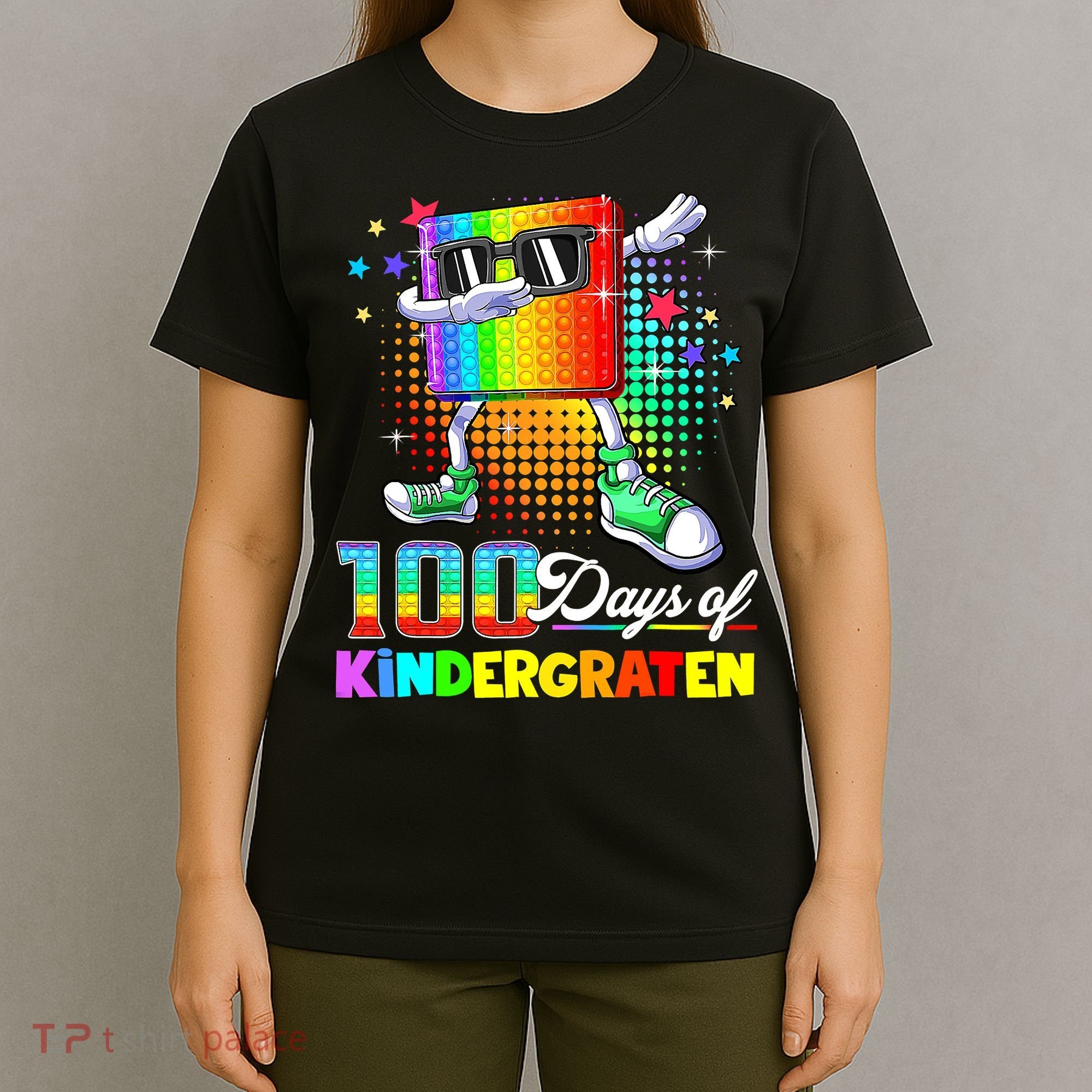 100 Days Of Kindergarten School Teacher 100th Day Pop T-Shirt