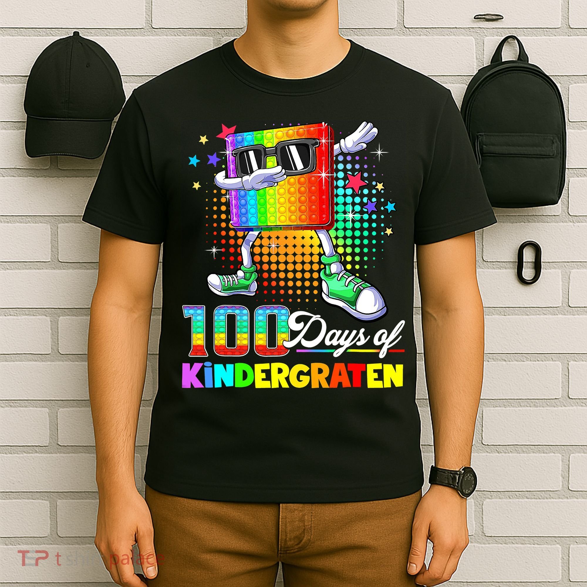 100 Days Of Kindergarten School Teacher 100th Day Pop T-Shirt