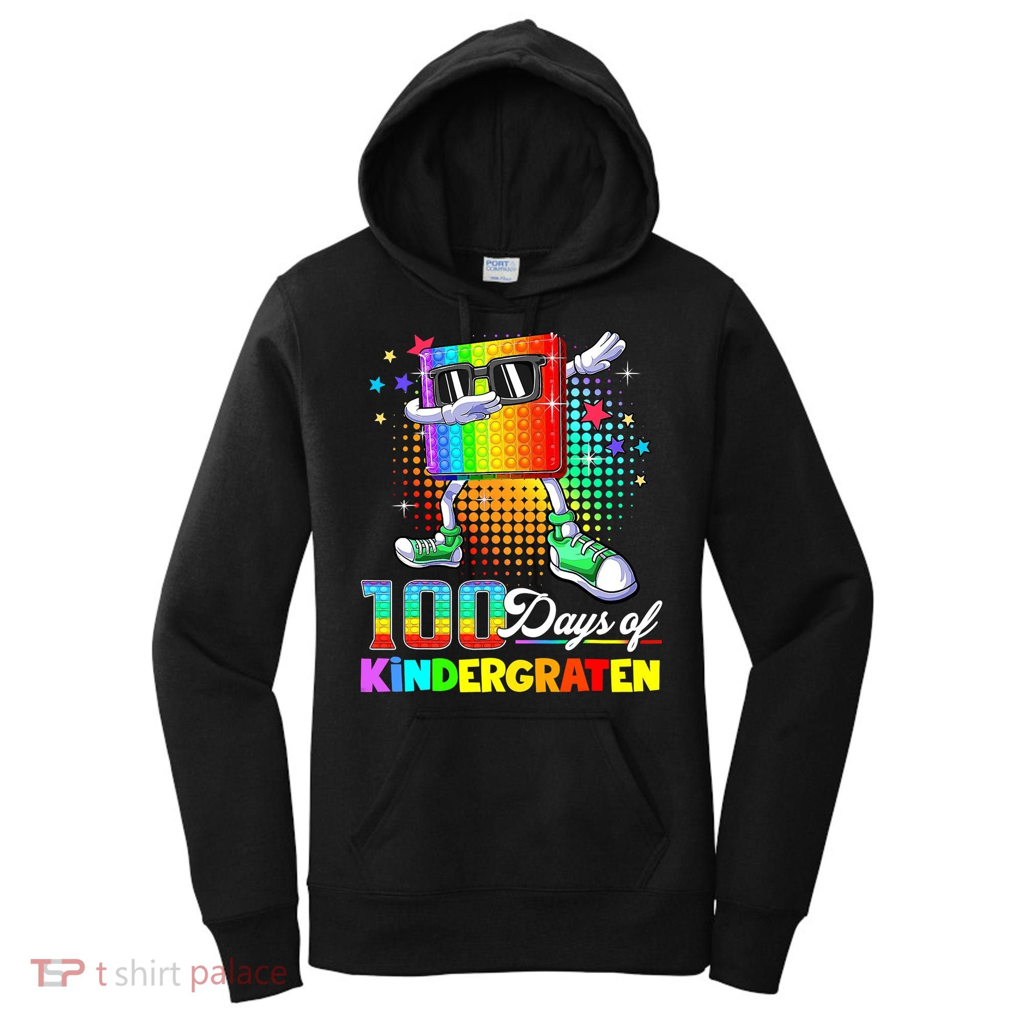 100 Days Of Kindergarten School Teacher 100th Day Pop Women's Hoodie
