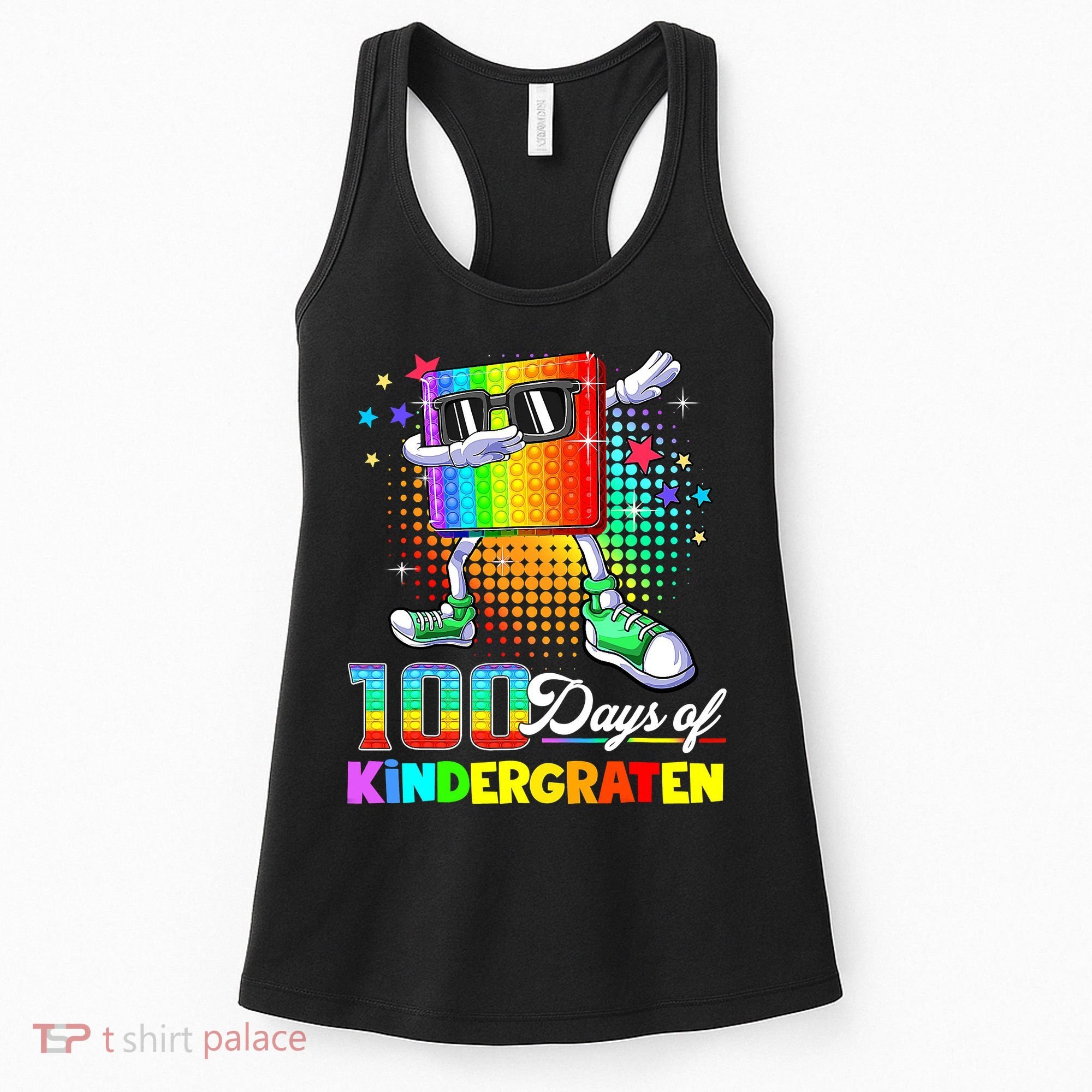 100 Days Of Kindergarten School Teacher 100th Day Pop Women's Tank Top