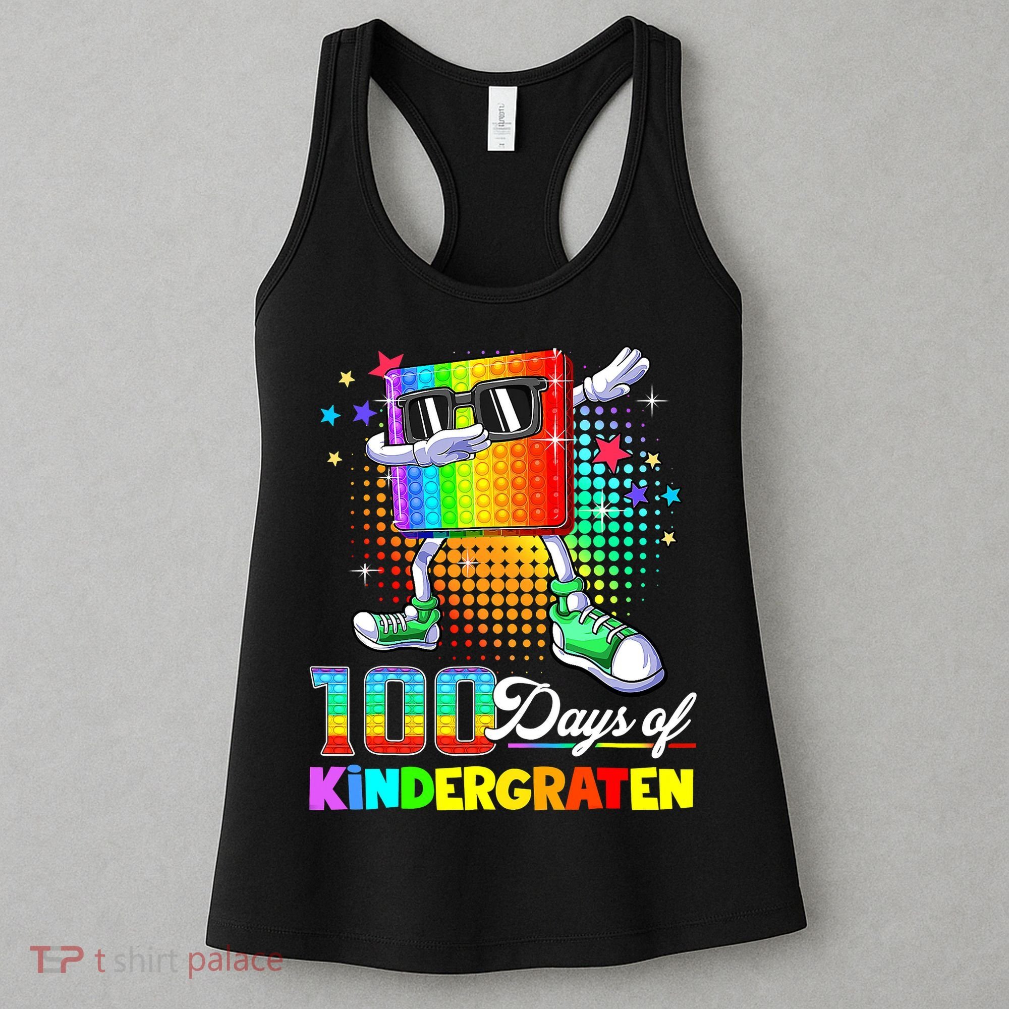 100 Days Of Kindergarten School Teacher 100th Day Pop Women's Tank Top