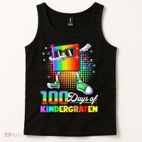 100 Days Of Kindergarten School Teacher 100th Day Pop Tank Top thumb 2