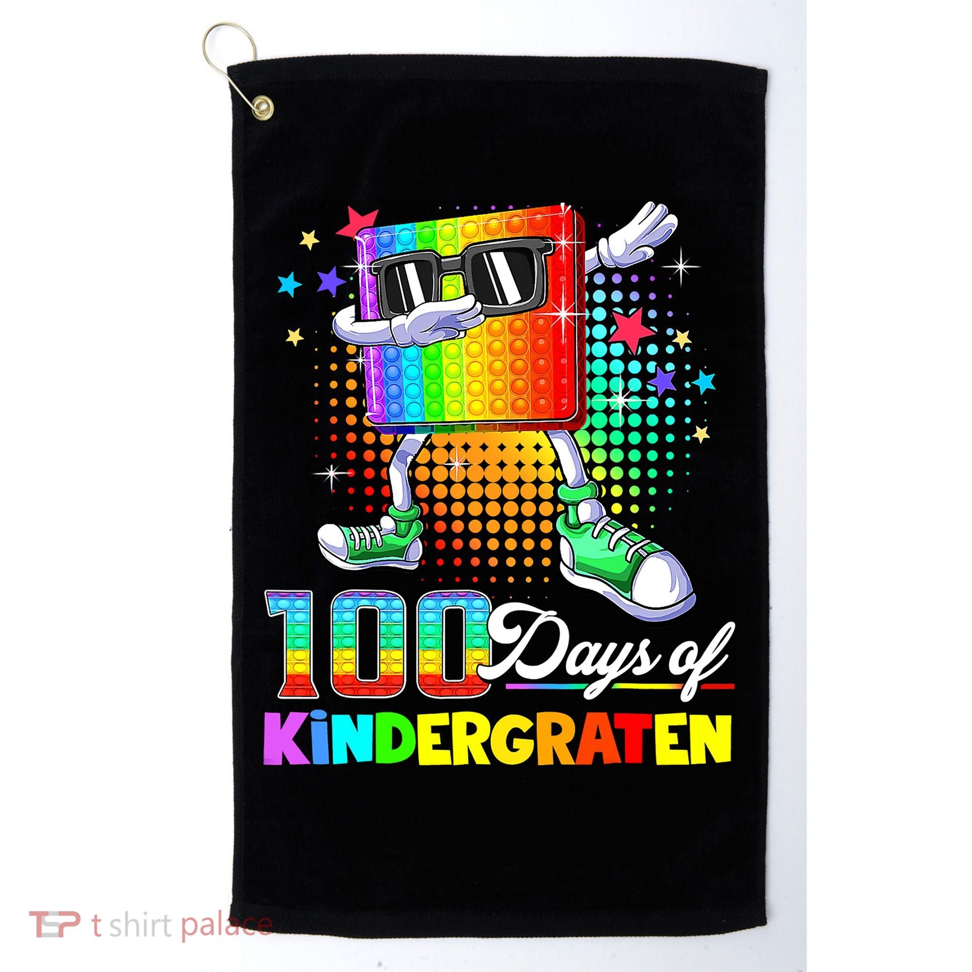 100 Days Of Kindergarten School Teacher 100th Day Pop Golf Towel