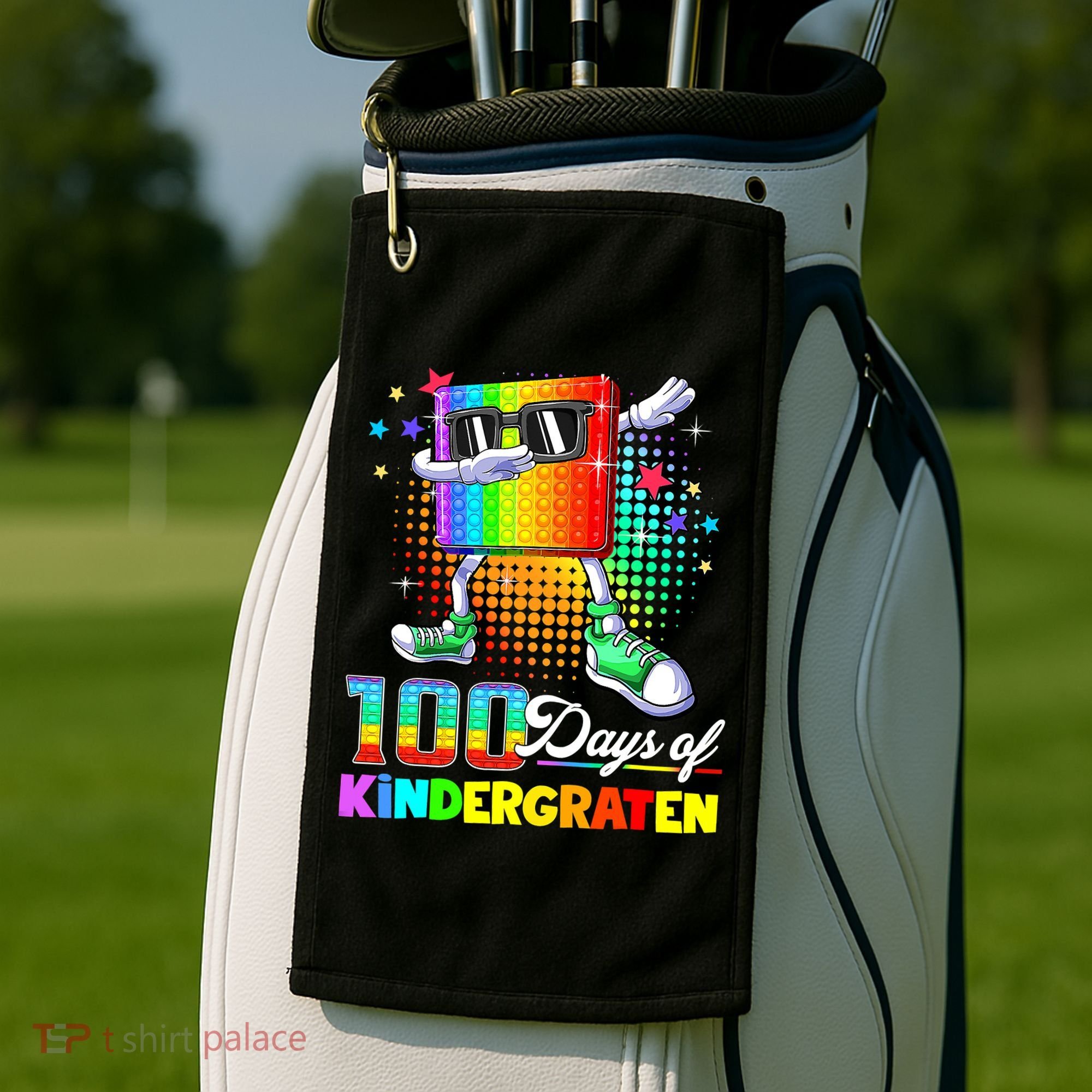 100 Days Of Kindergarten School Teacher 100th Day Pop Golf Towel