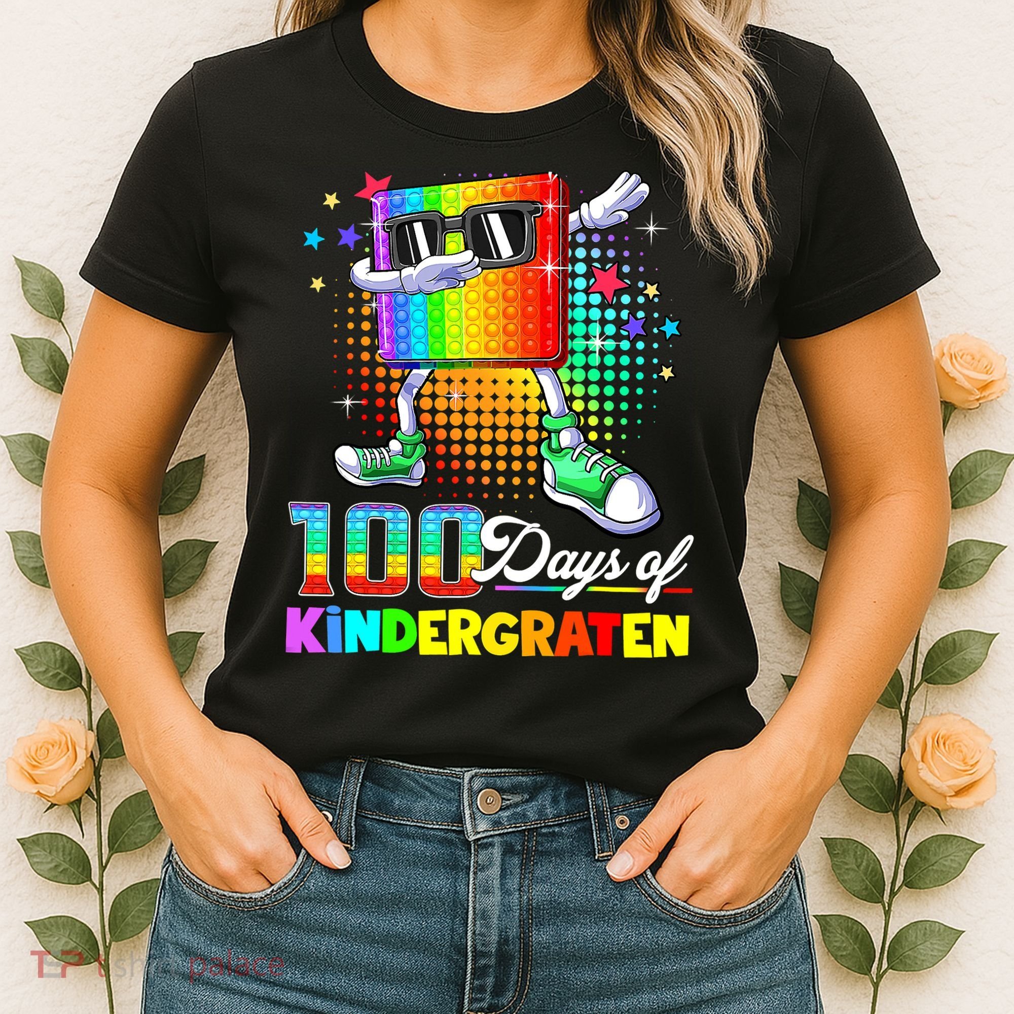 100 Days Of Kindergarten School Teacher 100th Day Pop Women's T-Shirt