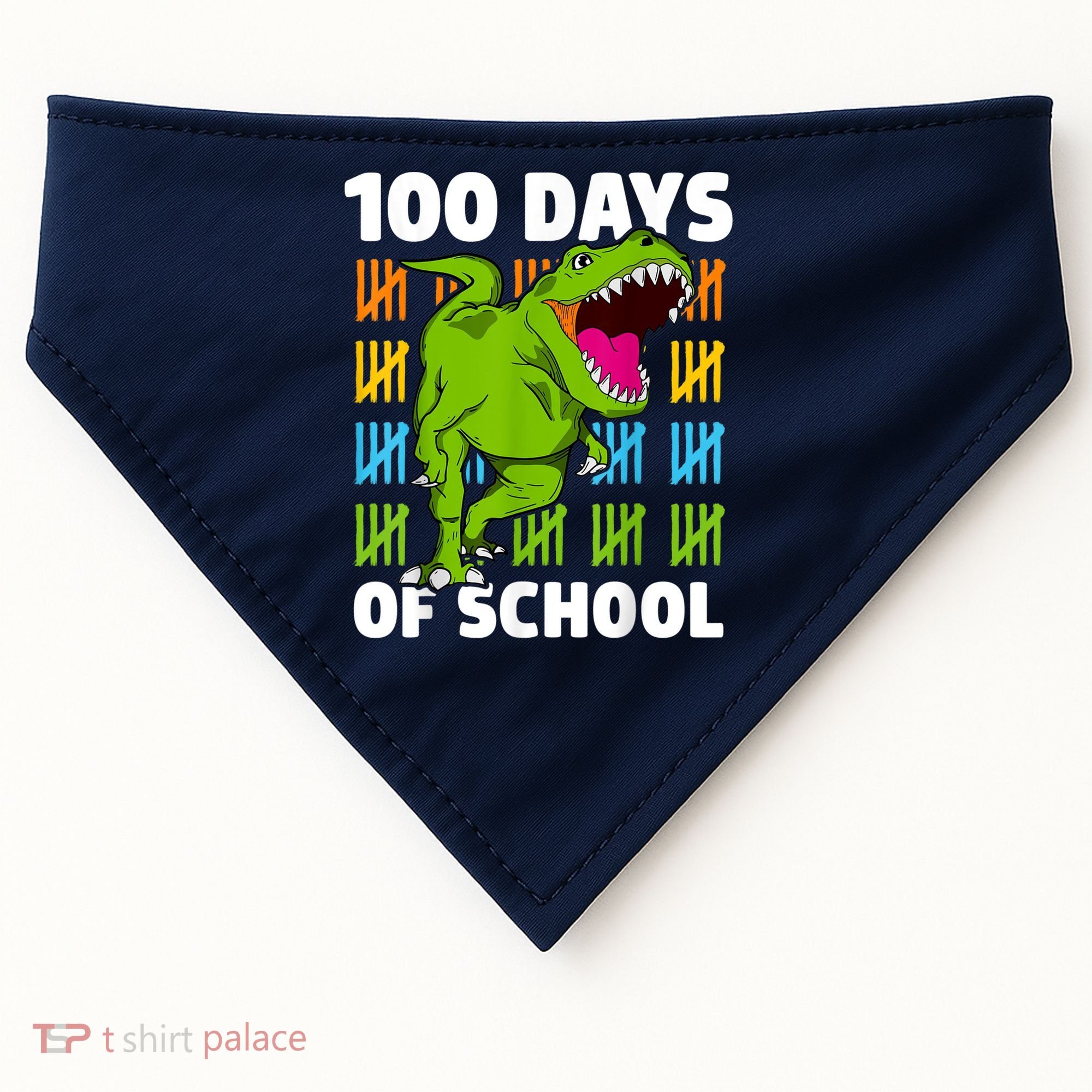 100th Day Of School Boys Kids Dino 100 Days Dinosaur TRex USA-Made Doggie Bandana