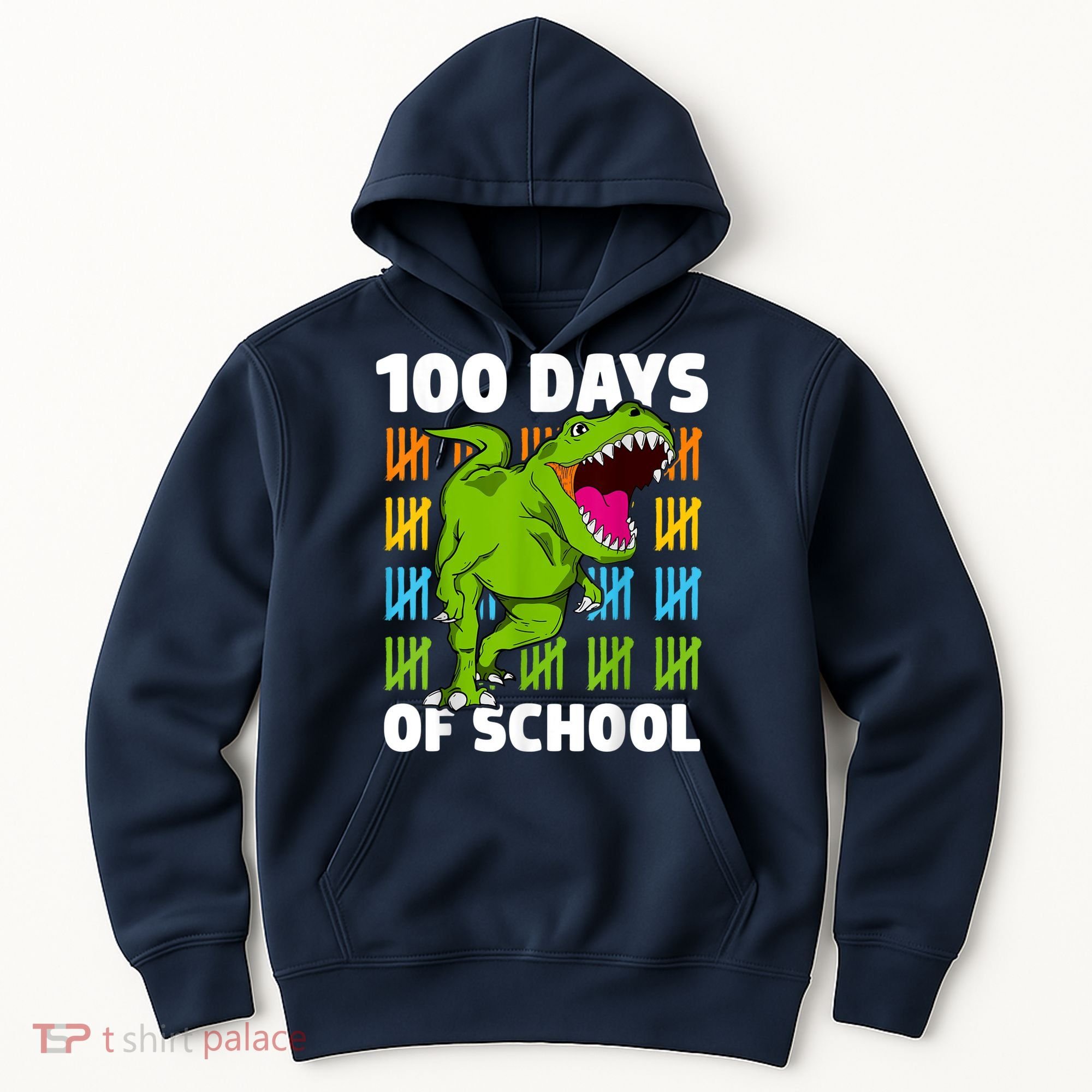 100th Day Of School Boys Kids Dino 100 Days Dinosaur TRex Hoodie