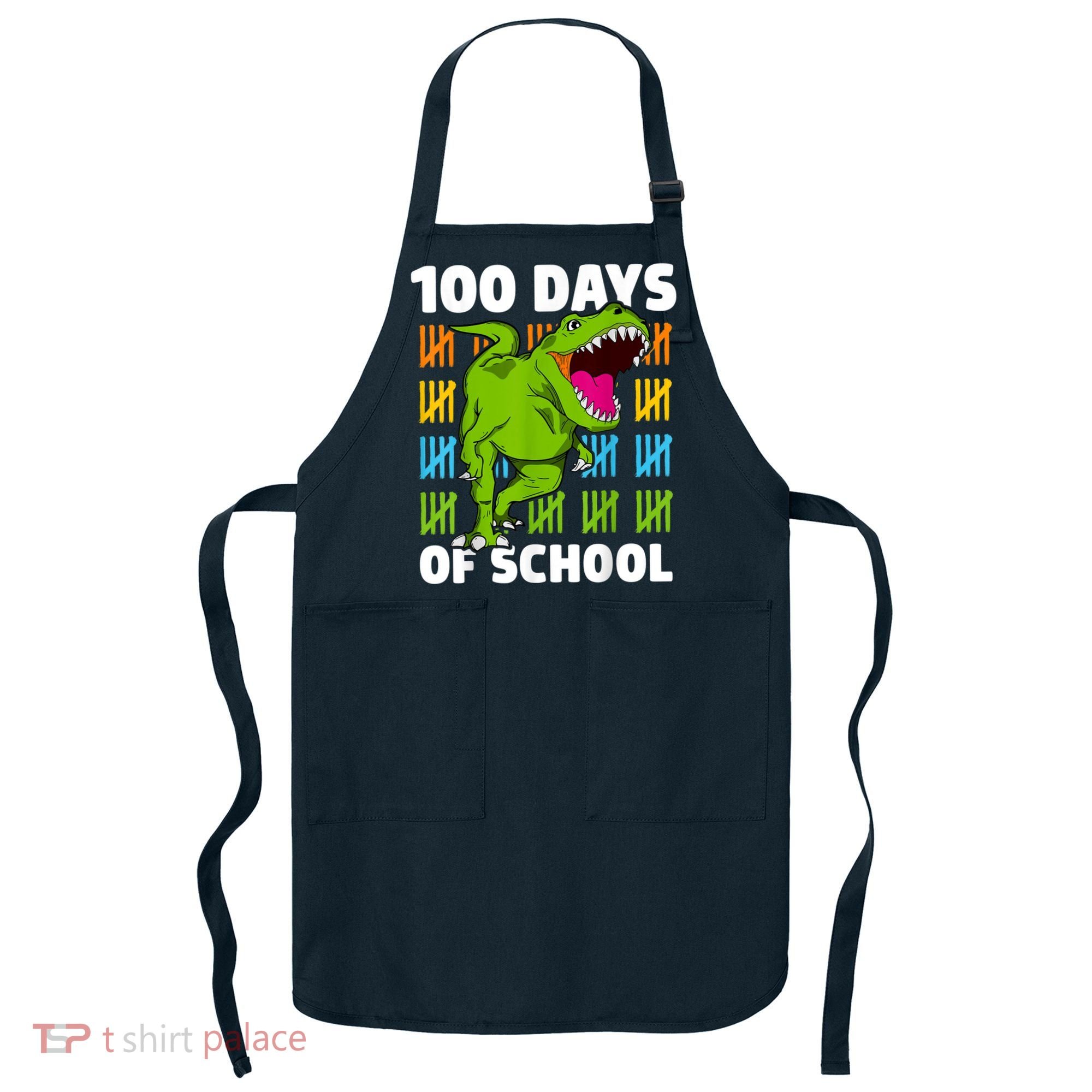100th Day Of School Boys Kids Dino 100 Days Dinosaur TRex Apron