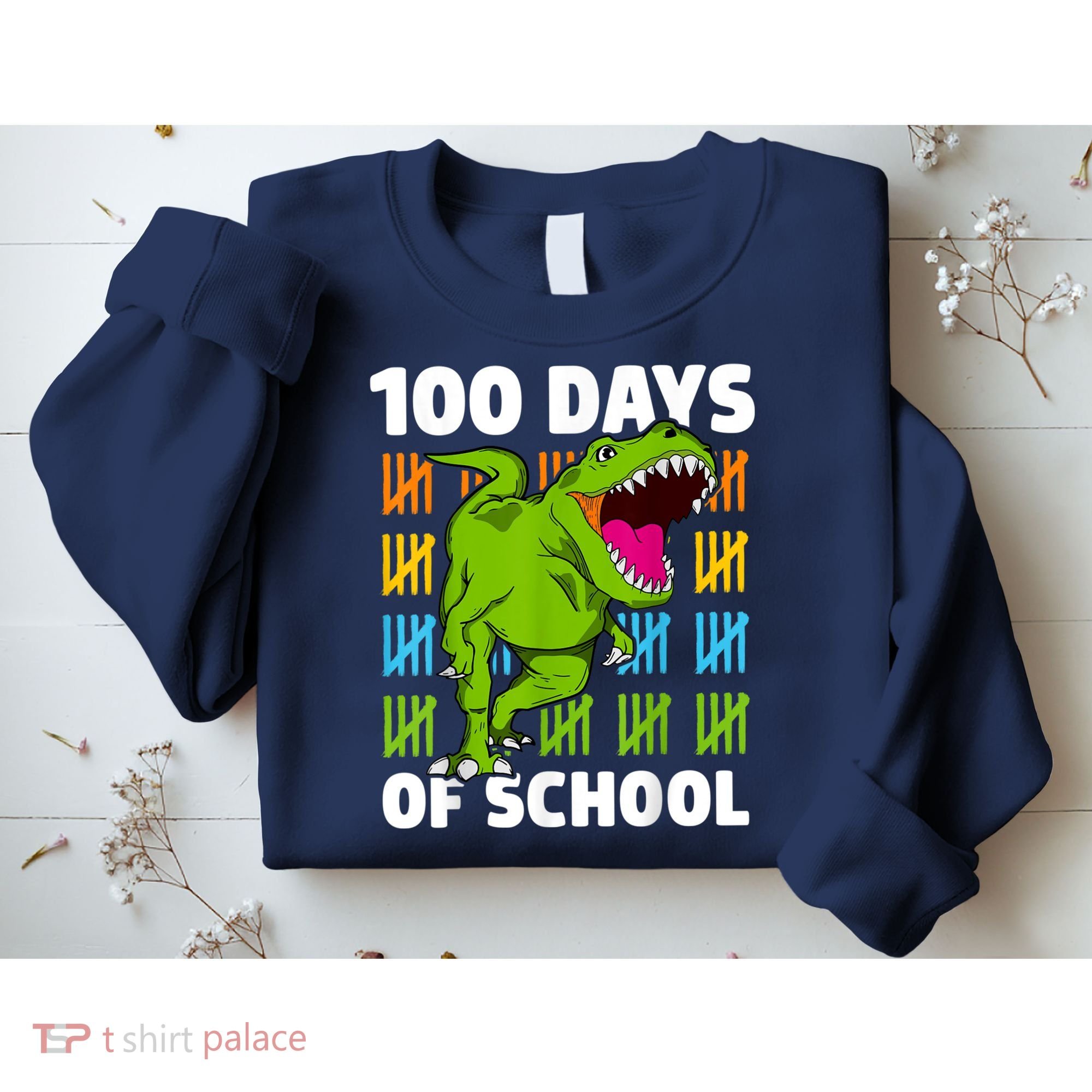 100th Day Of School Boys Kids Dino 100 Days Dinosaur TRex Sweatshirt