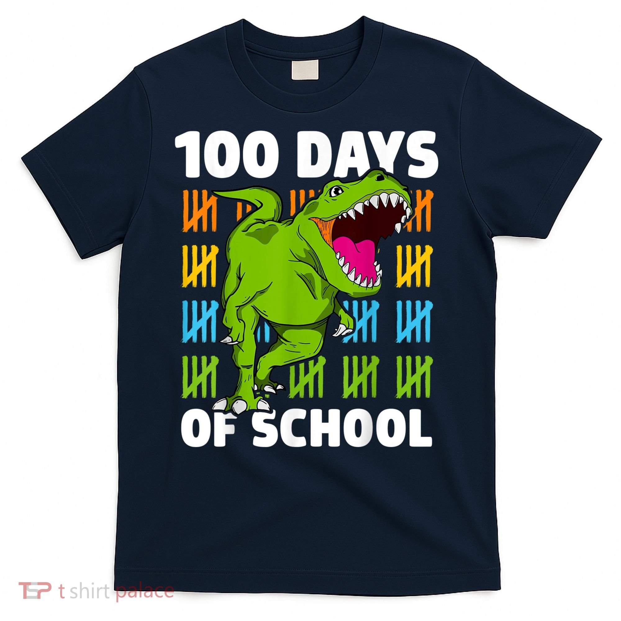 100th Day Of School Boys Kids Dino 100 Days Dinosaur TRex T-Shirt