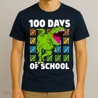100th Day Of School Boys Kids Dino 100 Days Dinosaur TRex T-Shirt thumb 3