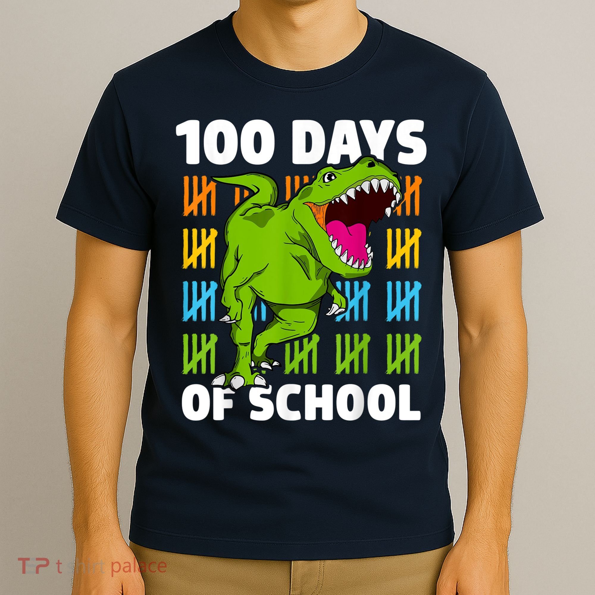 100th Day Of School Boys Kids Dino 100 Days Dinosaur TRex T-Shirt