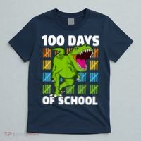 100th Day Of School Boys Kids Dino 100 Days Dinosaur TRex T-Shirt thumb 5