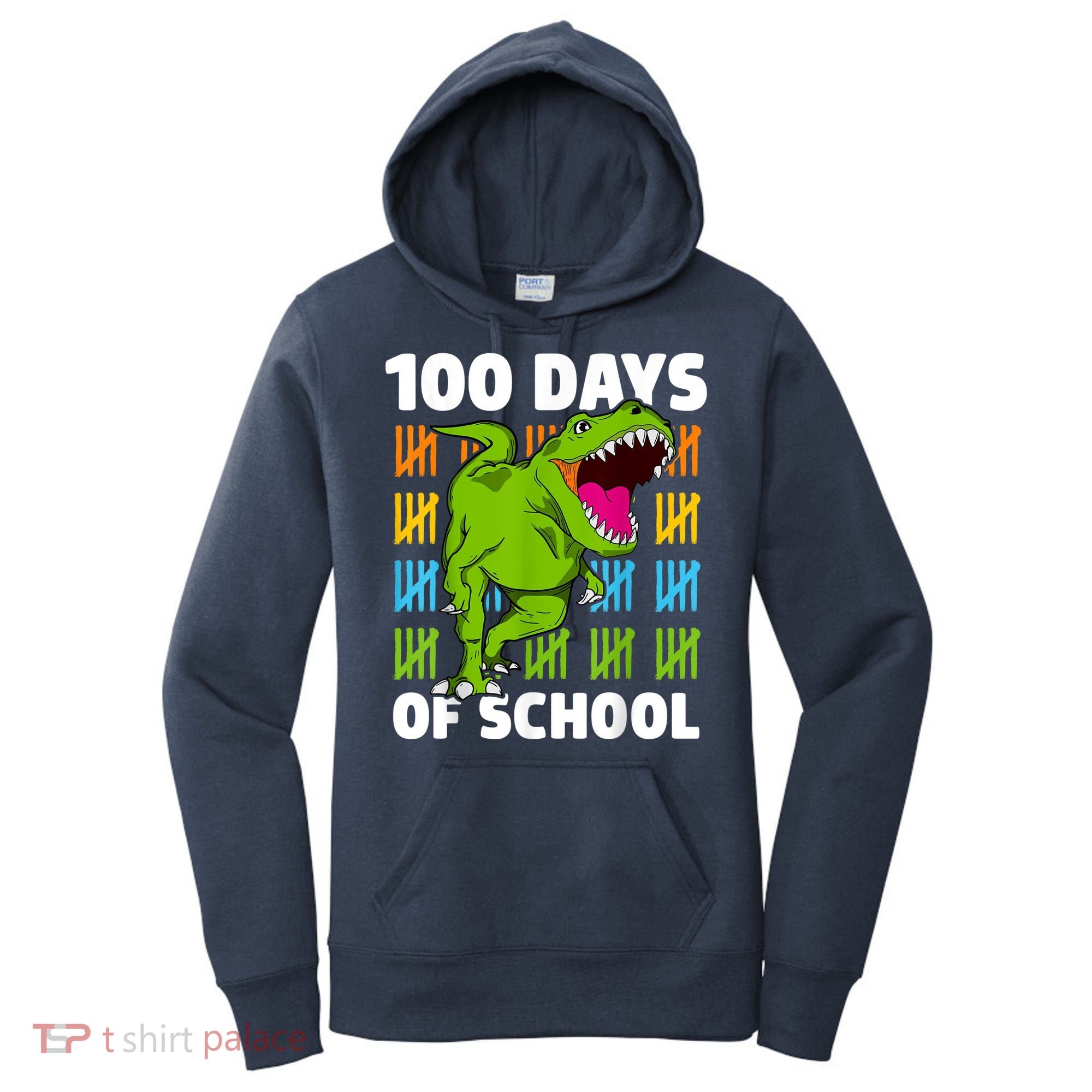 100th Day Of School Boys Kids Dino 100 Days Dinosaur TRex Women's Hoodie