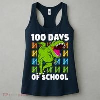 100th Day Of School Boys Kids Dino 100 Days Dinosaur TRex Women's Tank Top thumb 3
