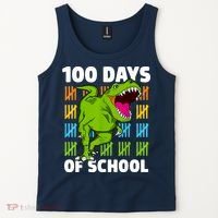 100th Day Of School Boys Kids Dino 100 Days Dinosaur TRex Tank Top thumb 2