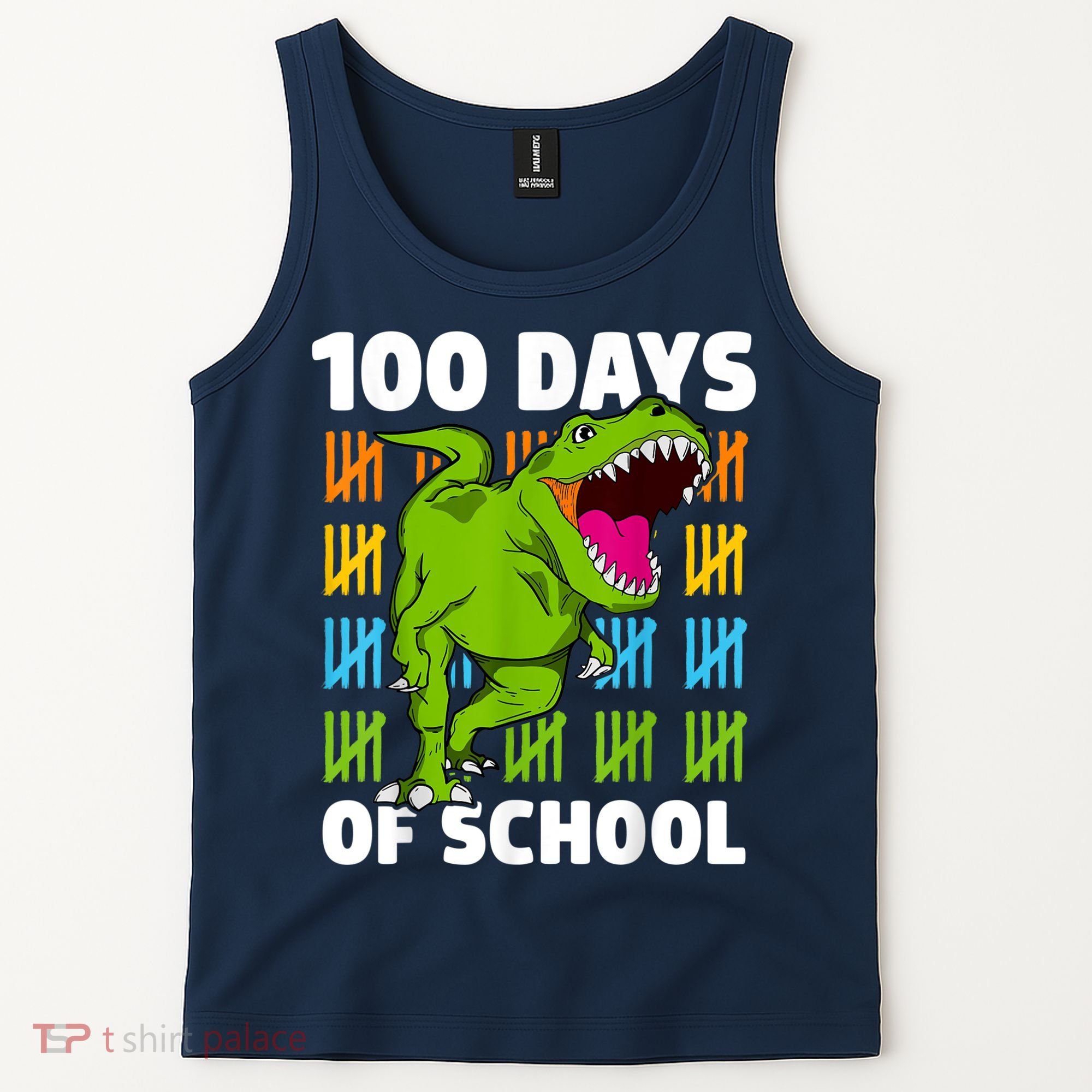 100th Day Of School Boys Kids Dino 100 Days Dinosaur TRex Tank Top