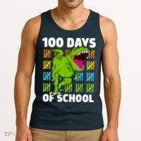 100th Day Of School Boys Kids Dino 100 Days Dinosaur TRex Tank Top thumb 3