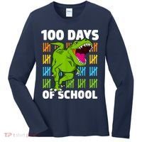 100th Day Of School Boys Kids Dino 100 Days Dinosaur TRex Women's Long Sleeve Shirt thumb 0