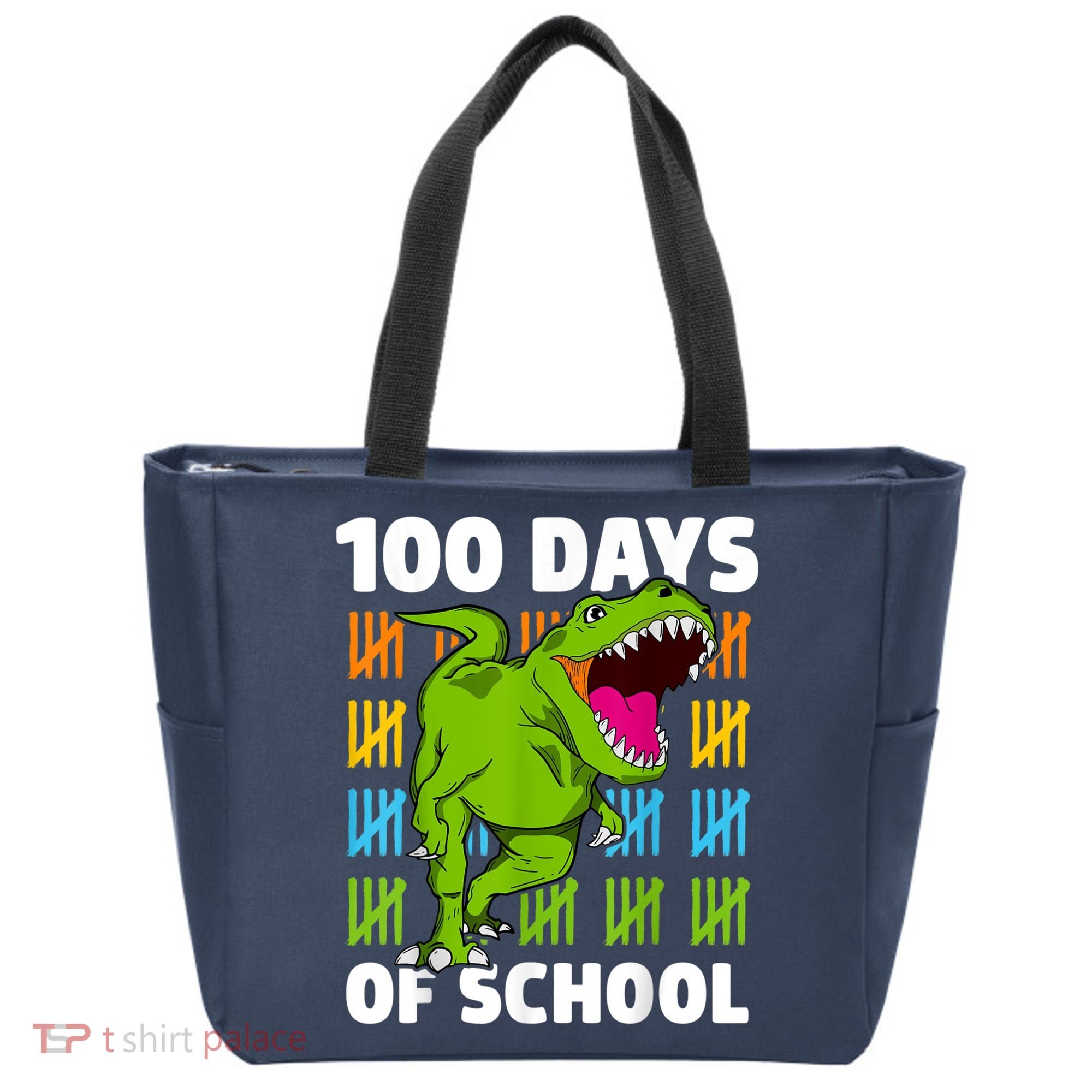 100th Day Of School Boys Kids Dino 100 Days Dinosaur TRex Tote Bag