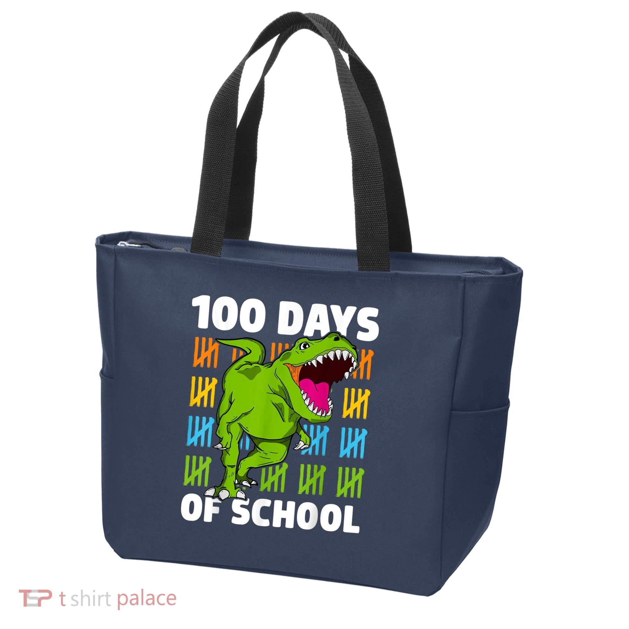 100th Day Of School Boys Kids Dino 100 Days Dinosaur TRex Tote Bag
