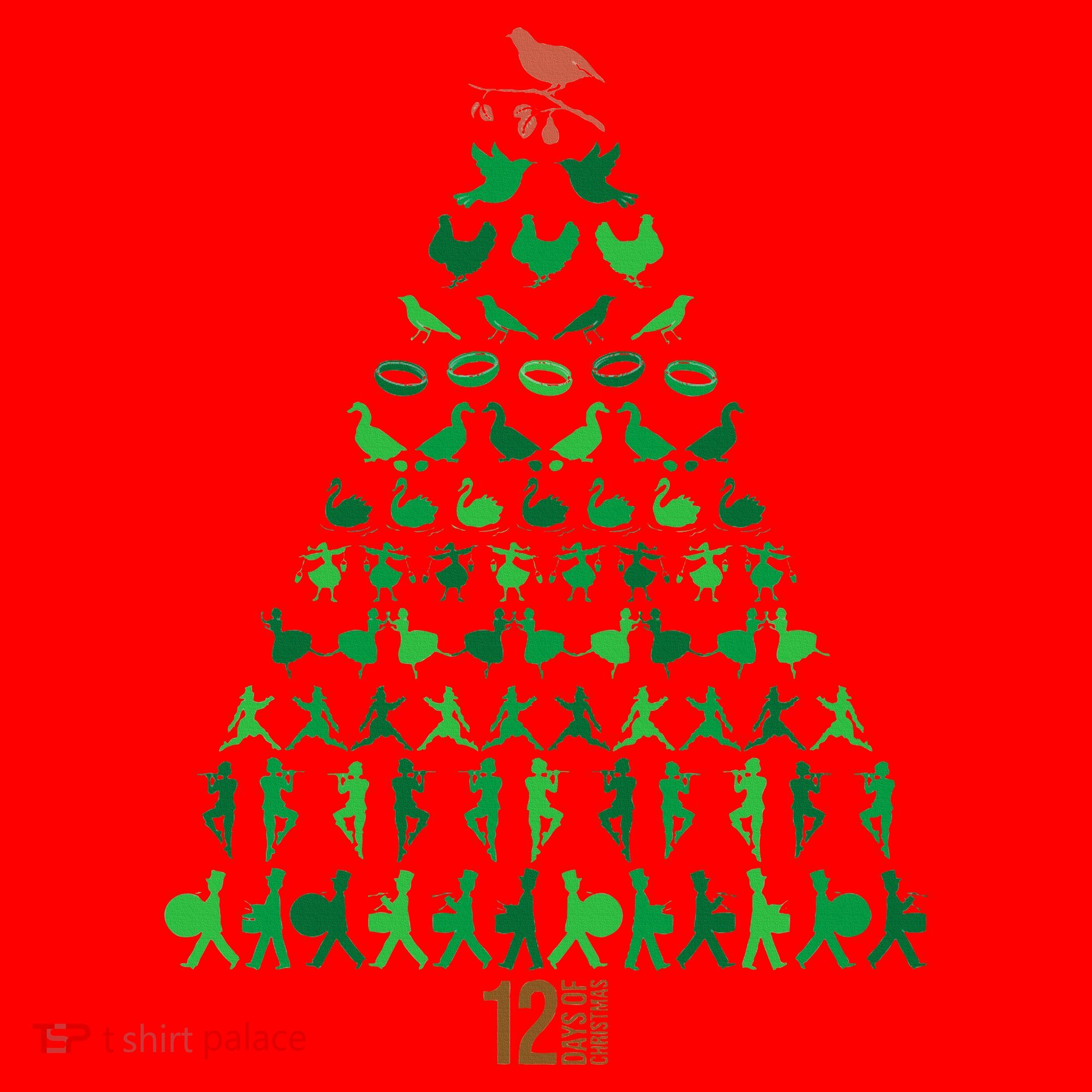 12 Days of Christmas Tree Classic Holiday  Santa Hat