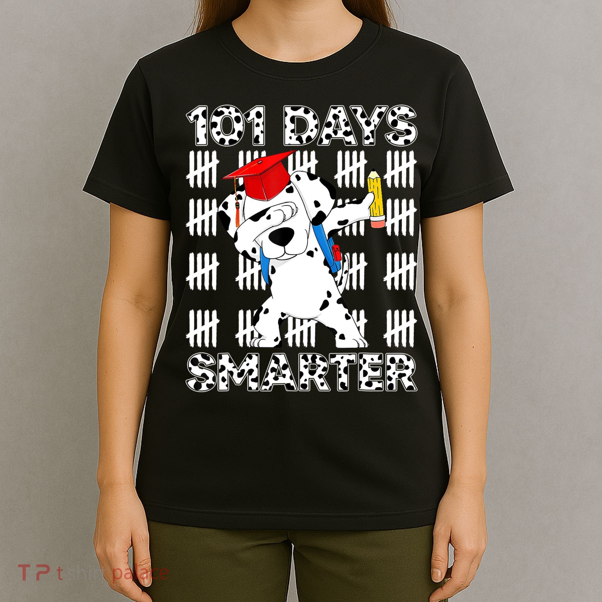 101 Days Of School Dalmatian Dog 100 Days Smarter Teacher T-Shirt