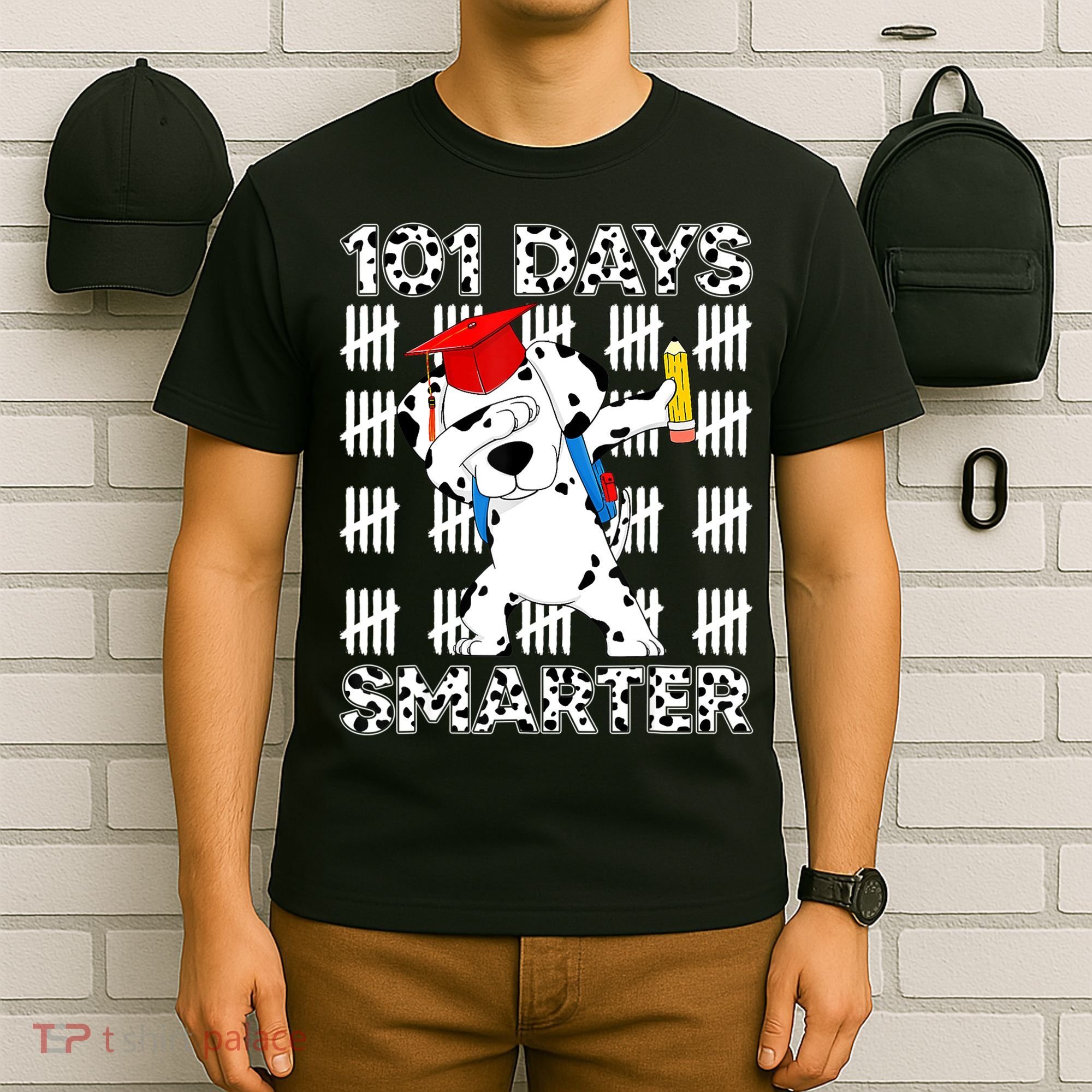 101 Days Of School Dalmatian Dog 100 Days Smarter Teacher T-Shirt