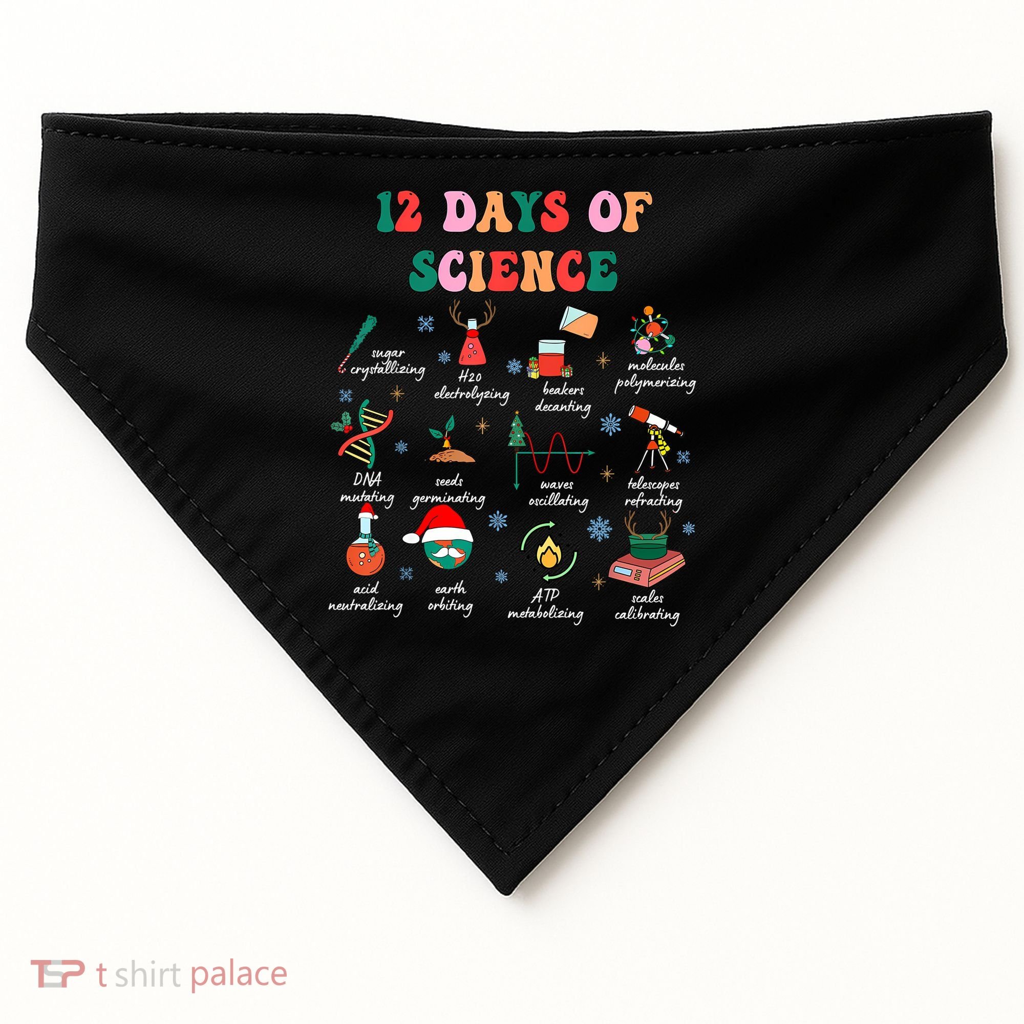 12 Days Of Science Scientist Teacher Christmas Science Xmas USA-Made Doggie Bandana
