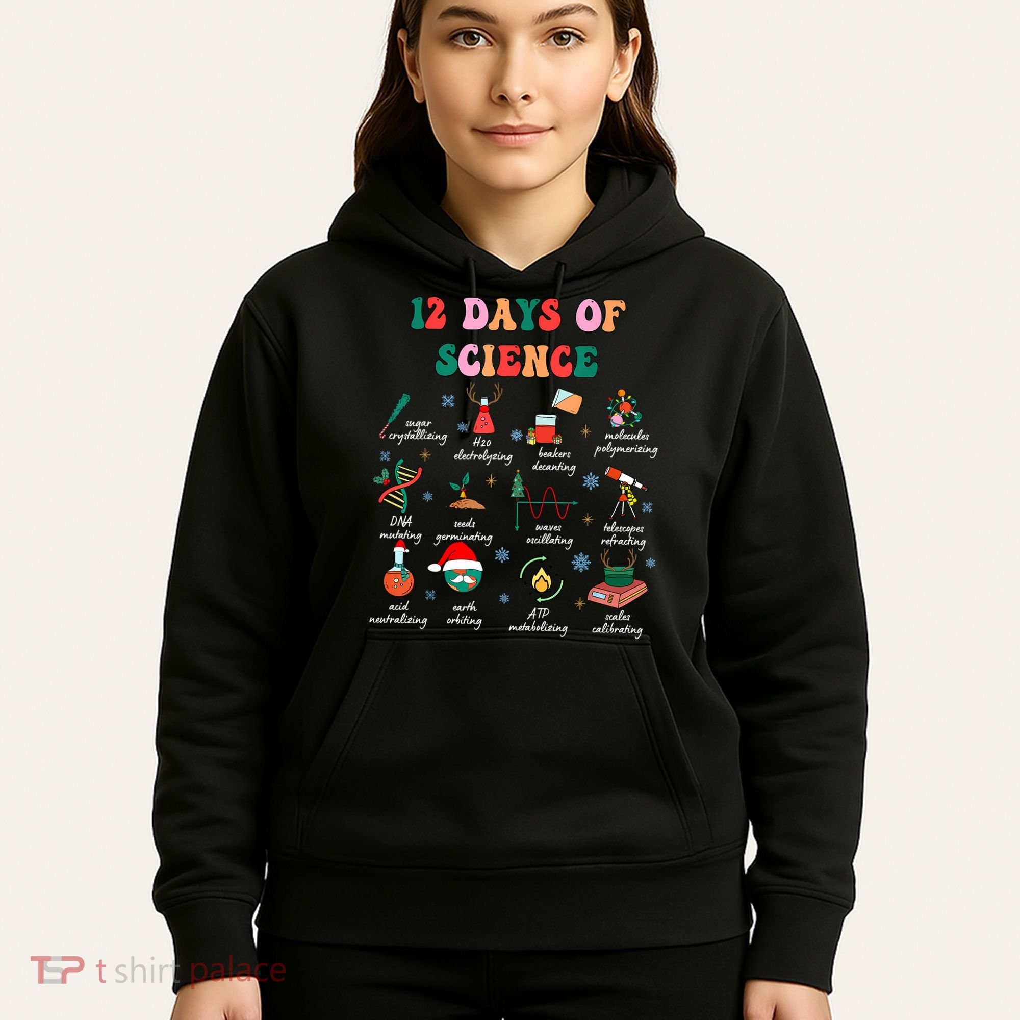 12 Days Of Science Scientist Teacher Christmas Science Xmas Hoodie