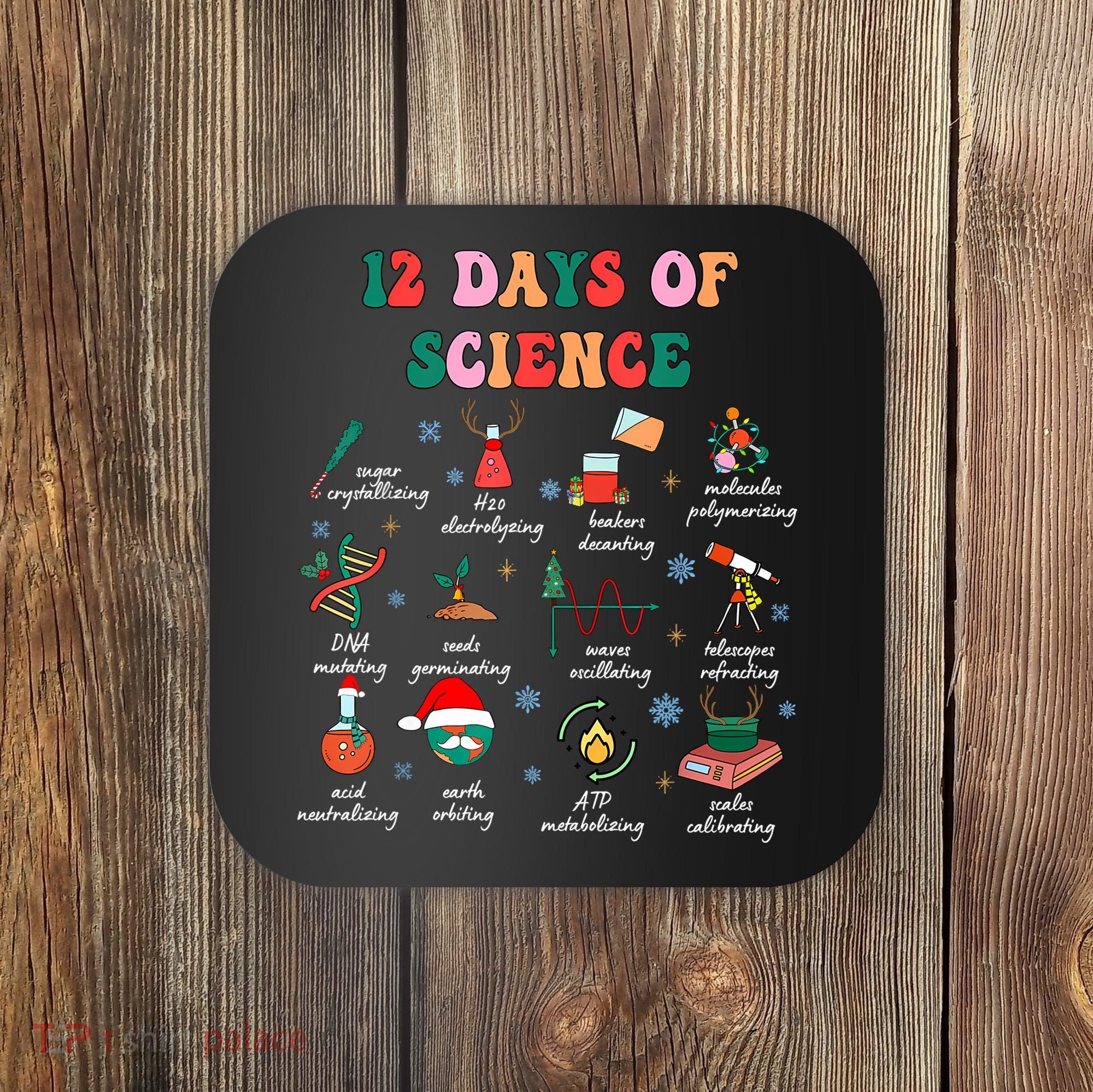 12 Days Of Science Scientist Teacher Christmas Science Xmas Coaster